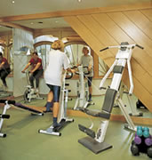 In-house fitness room at Guesthouse Liechtenstein